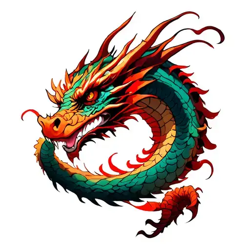 Dragon Tattoo Design With Red Thread On The Entire Arm