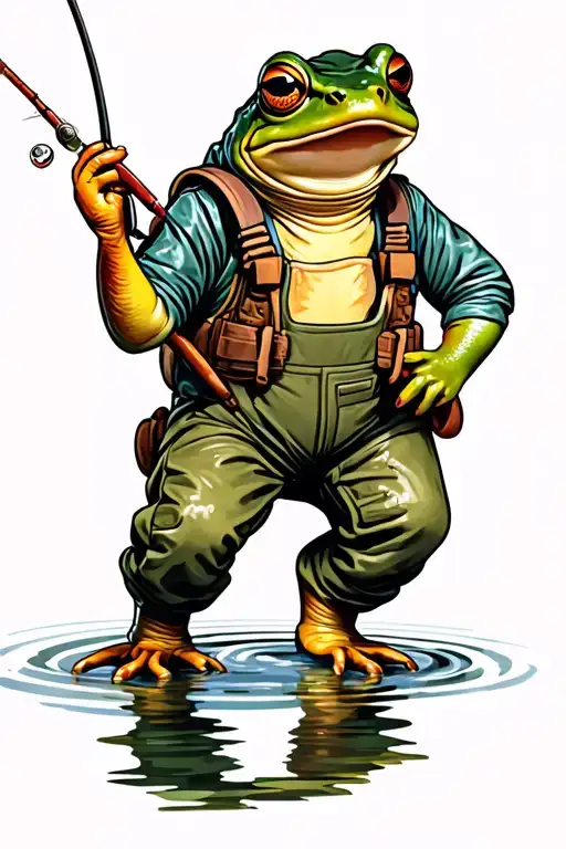 A Frog Wearing Waders Fly Fishing