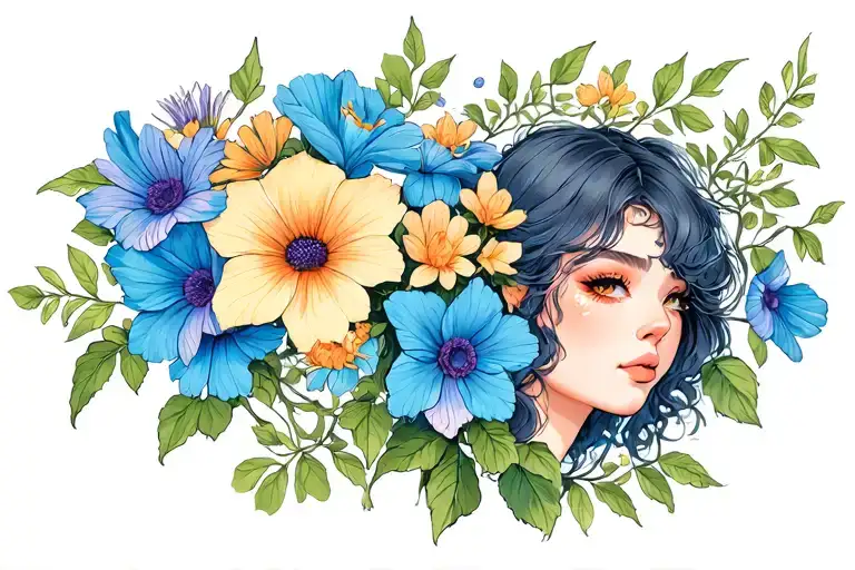 Hailey Abby With Aster And Morning Glory Vine