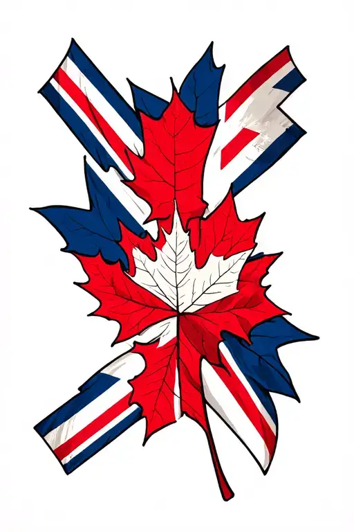 Union Jack Merged With Maple Leaf Waving Flag No Colour