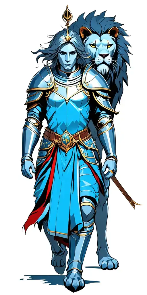 Knight And Lion Walking Forward