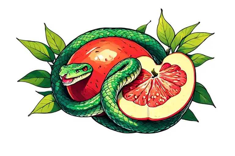 Forbidden Fruit With Snake Wrapped