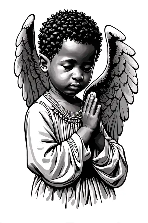 African Male Baby Angel Praying