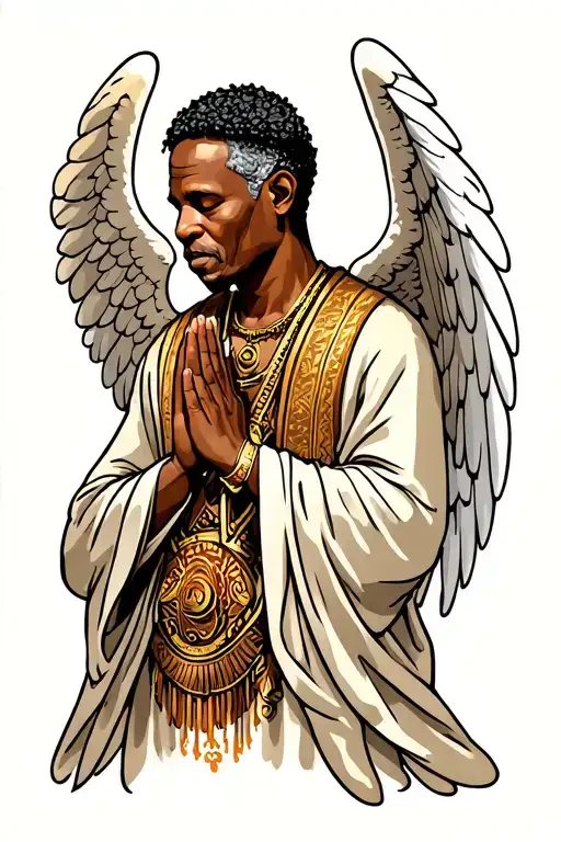 African Male Elder Angel Praying