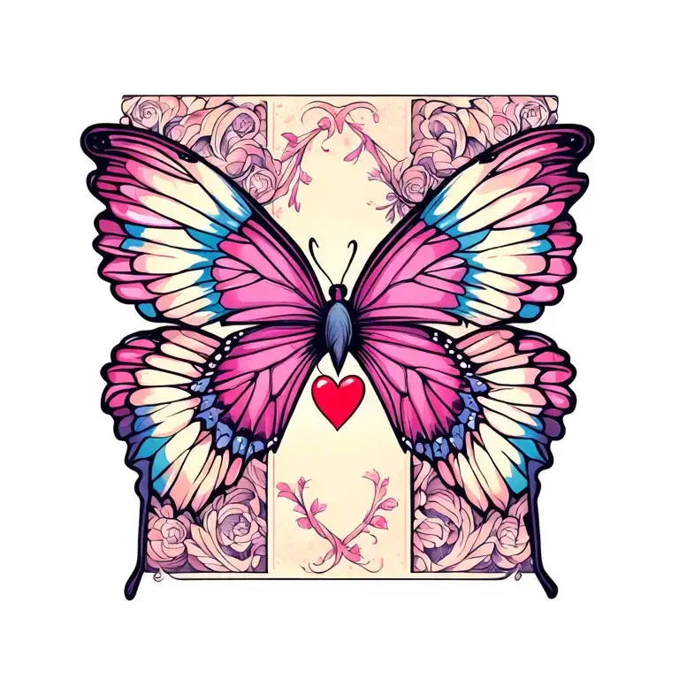 Capital Letter M Letter Butterfly Wings Heart Intertwined