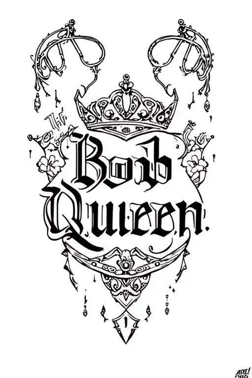 Gothic Text Saying Boob Queen