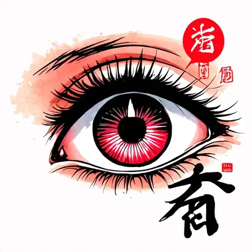 A Manga Stylish Eye With Japanese Kanji Fukushuu