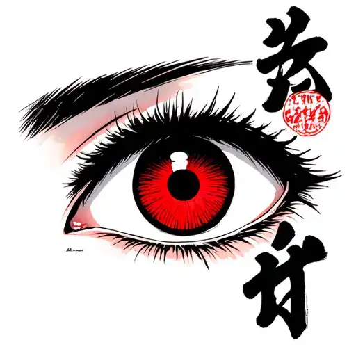 A Manga Stylish Eye With Japanese Kanji Fukushuu