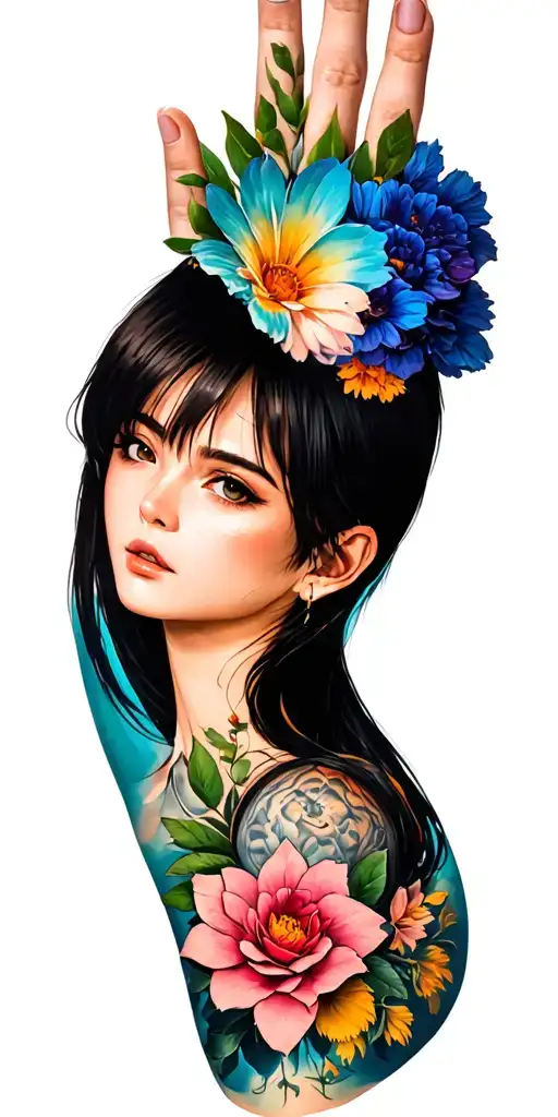Realistic Anime Collage Tattoo Featuring
