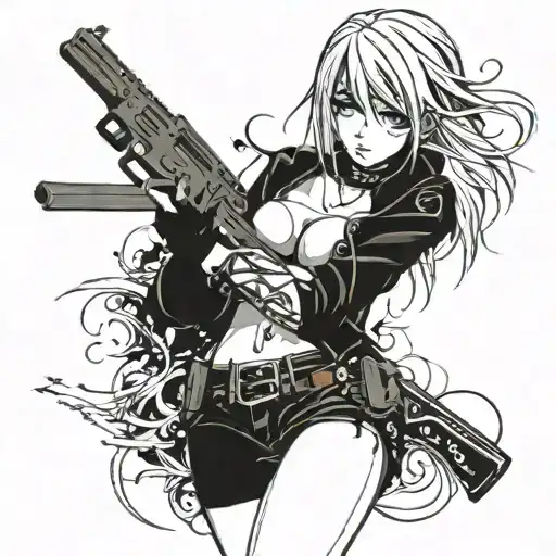 Hot Emo Girl Whit A Gun Topless