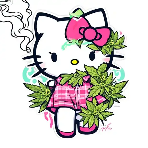 Hello Kitty Smoking Weed