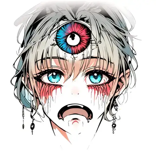 A Mid Face With A Crying Eye Symbol Integrated Yami