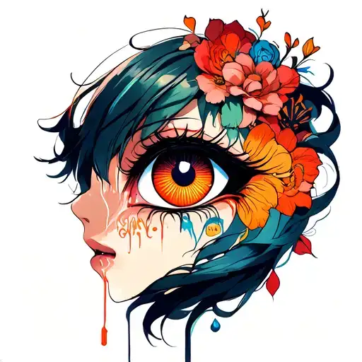 A Mid Face With A Crying Eye Symbol Integrated Yami