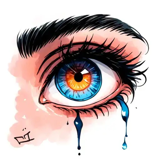 A Mid Face With A Crying Eye