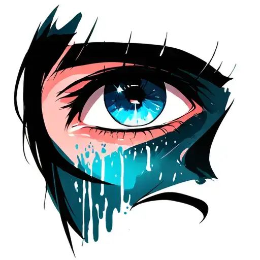 A Mid Face With A Crying Eye