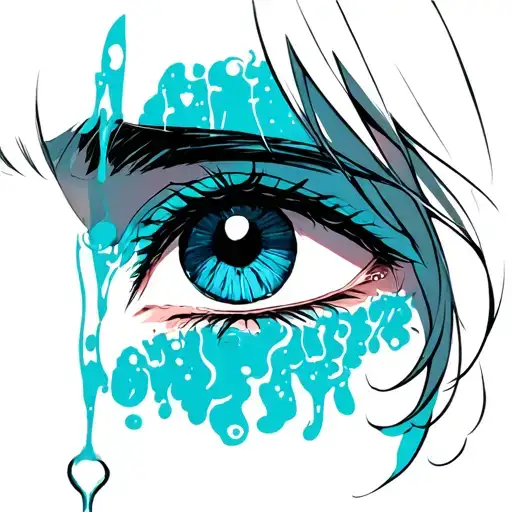 A Mid Face With A Crying Eye