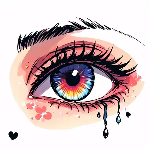 A Mid Face With A Crying Eye