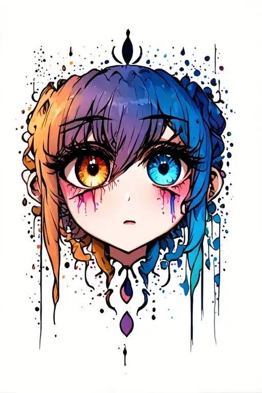 A Mid Face With A Crying Eye