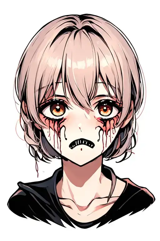 A Mid Face With A Crying Eye