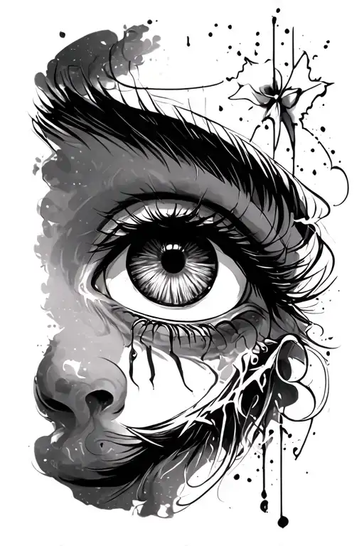 A Mid Face With A Crying Eye