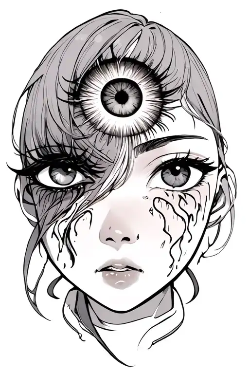 A Mid Face With A Crying Eye