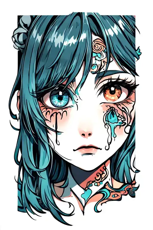 A Mid Face With A Crying Eye