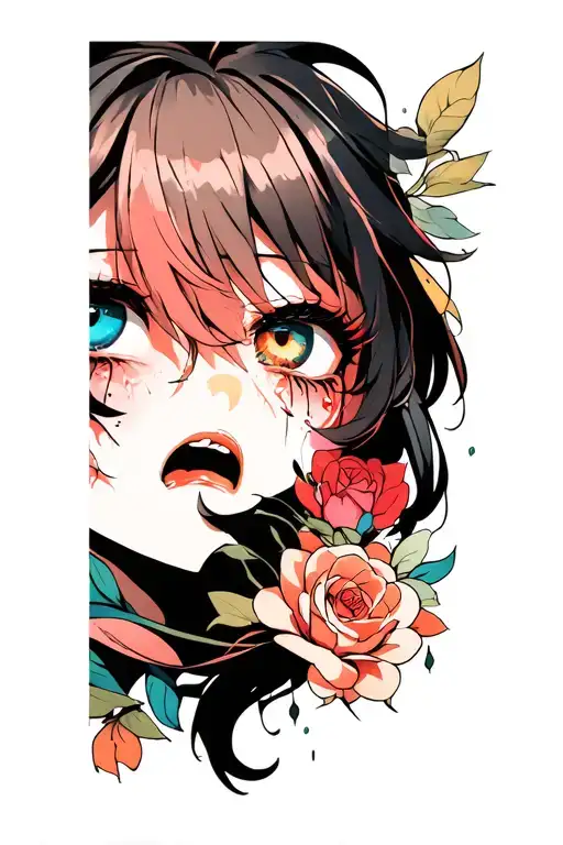 A Mid Face With A Crying Eye