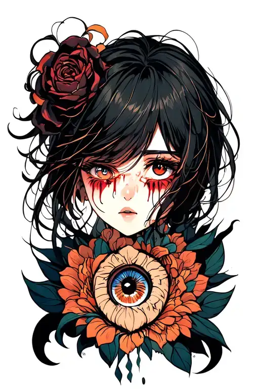 A Mid Face With A Crying Eye