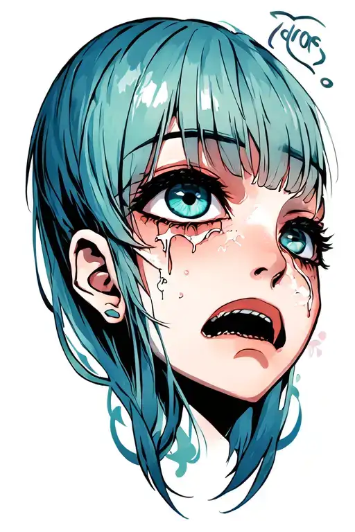 A Mid Face With A Crying Eye