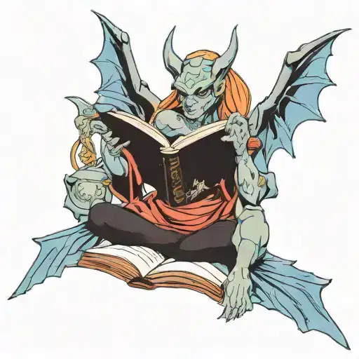 Female Gargoyle Warrior Reading