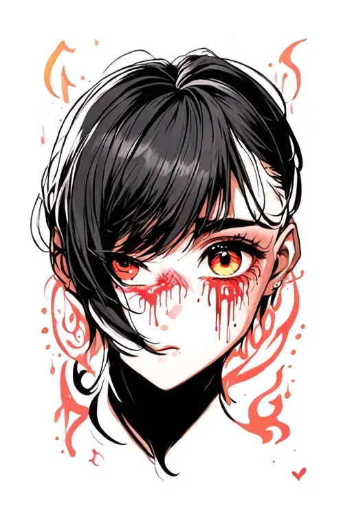 A Mid Face With Crying Eye