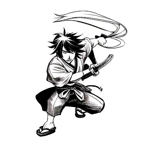 Samurai With No Left Hand Holding A Katana With His Right