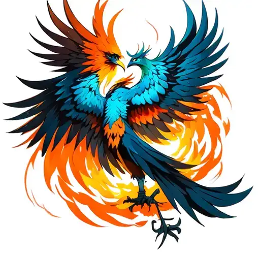 Phoenix Bird Rising Phoenix Wings Spread Bright
