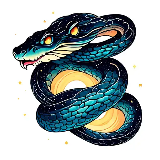 Snake Silhouette And Celestial Scene