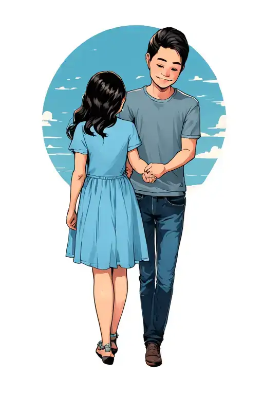 Daughter And Dad Holding Hands