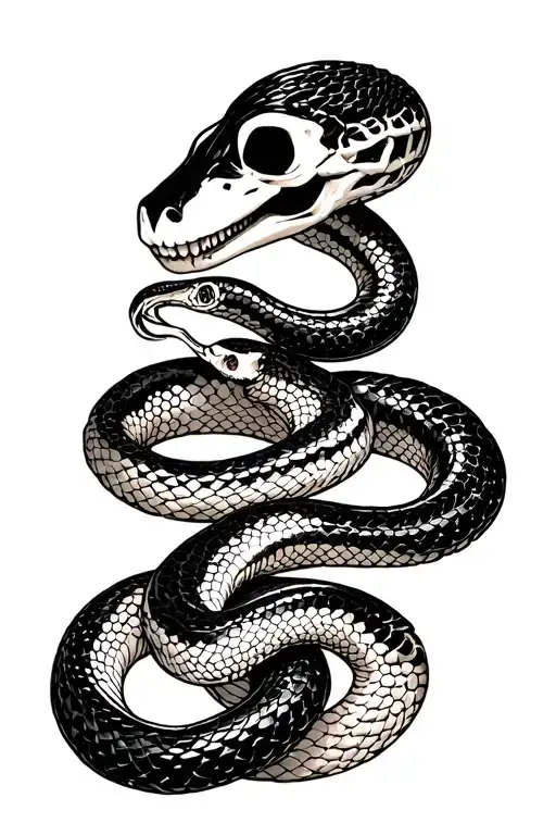 Black Work Snake Skeleton