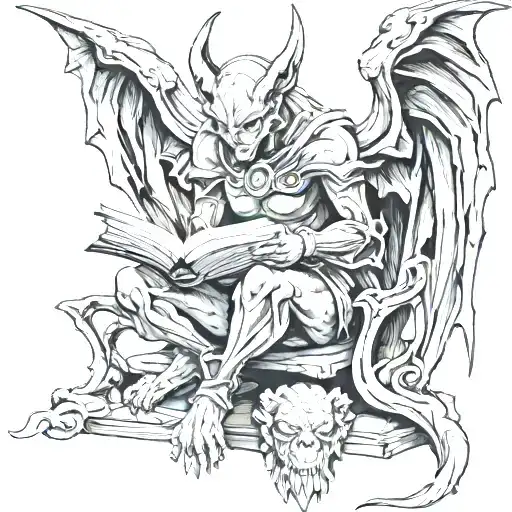 Female Gargoyle Warrior Reading