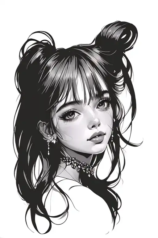 Beautiful Face Girl Framed Tattoo idea