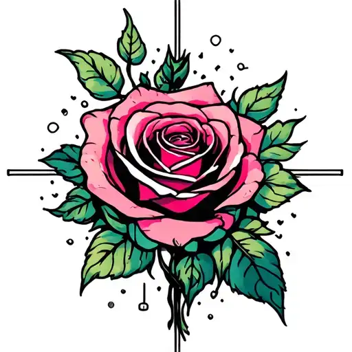 Christian Cross Rose At The Bottom