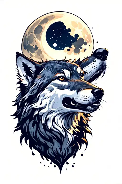 Wolf Howling Moon
