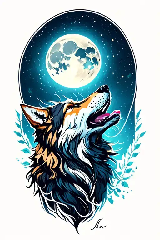 Wolf Howling Moon