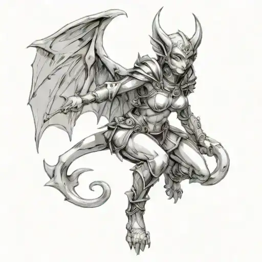 Female Gargoyle Warrior With Her Baby
