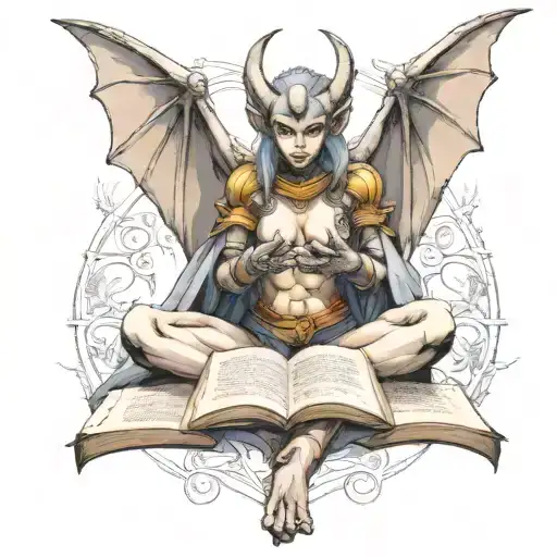 Female Gargoyle Warrior Reading