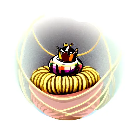 Golden Crown On A Yarn Ball