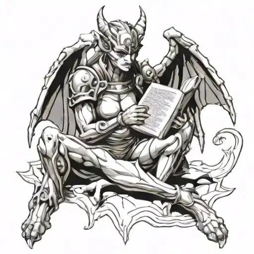 Female Gargoyle Warrior Reading