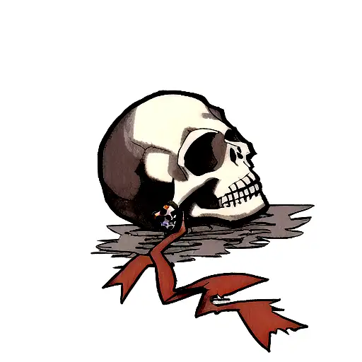 Stoic Skull With Torn Ribbon