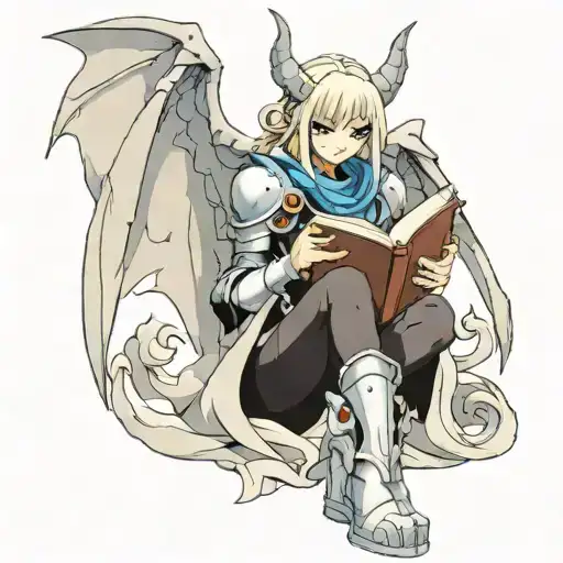 Female Gargoyle Warrior Reading