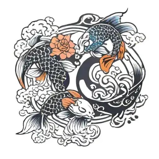 Ying And Yang With Koi Fish