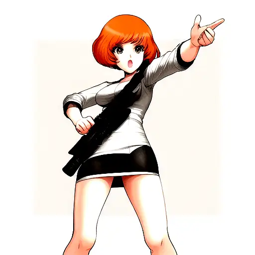 Girl With A Gun And Short Tight Dress
