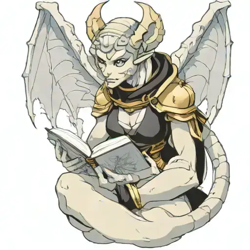 Female Gargoyle Warrior Reading